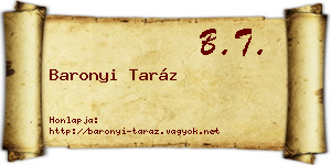 Baronyi Taráz névjegykártya
